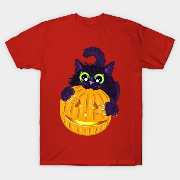 Halloween kitty T-Shirt by MelanieJeyakkumar